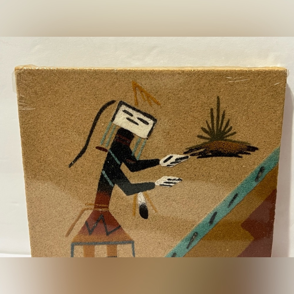 Native Navajo Sand Art Painting E Yazzie Signed Kachina Southwest New Mexico NIP - Picture 5 of 9